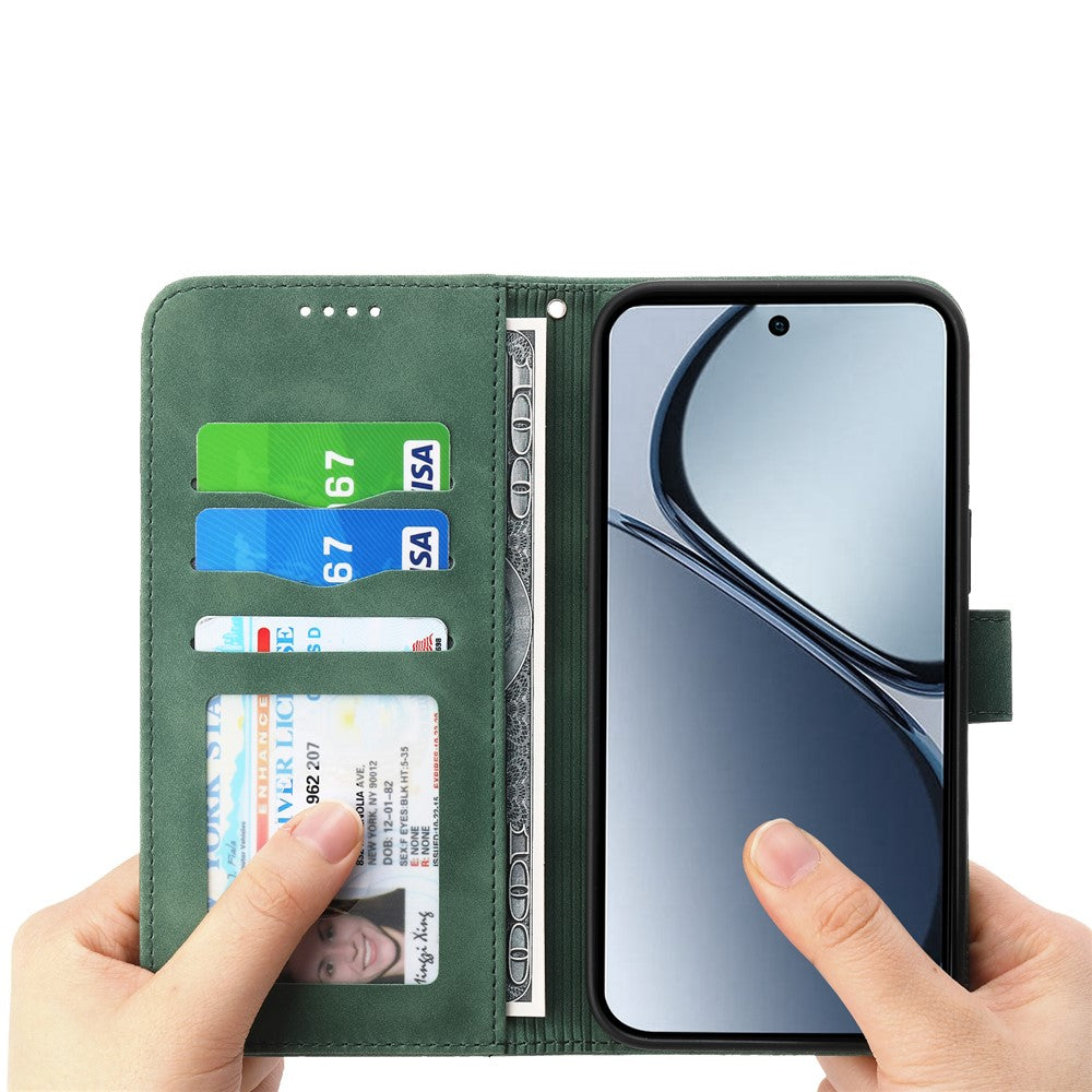 DIERFENG DF-03 För Oppo Reno13 5G (Global) Läderfodral Lines Imprint Plånboksfodral