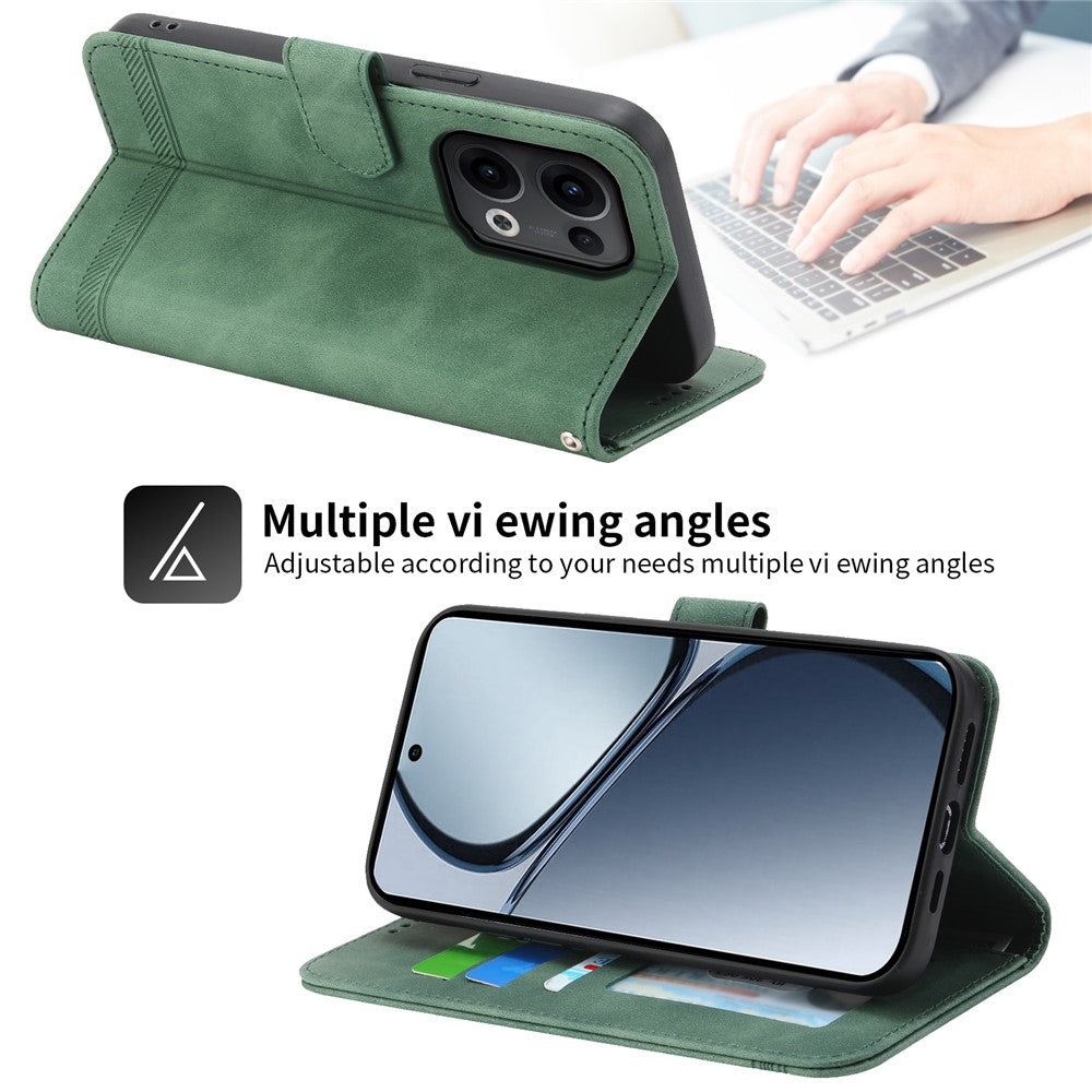 DIERFENG DF-03 För Oppo Reno13 5G (Global) Läderfodral Lines Imprint Plånboksfodral