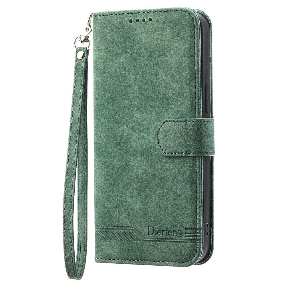 DIERFENG DF-03 För Oppo Reno13 5G (Global) Läderfodral Lines Imprint Plånboksfodral