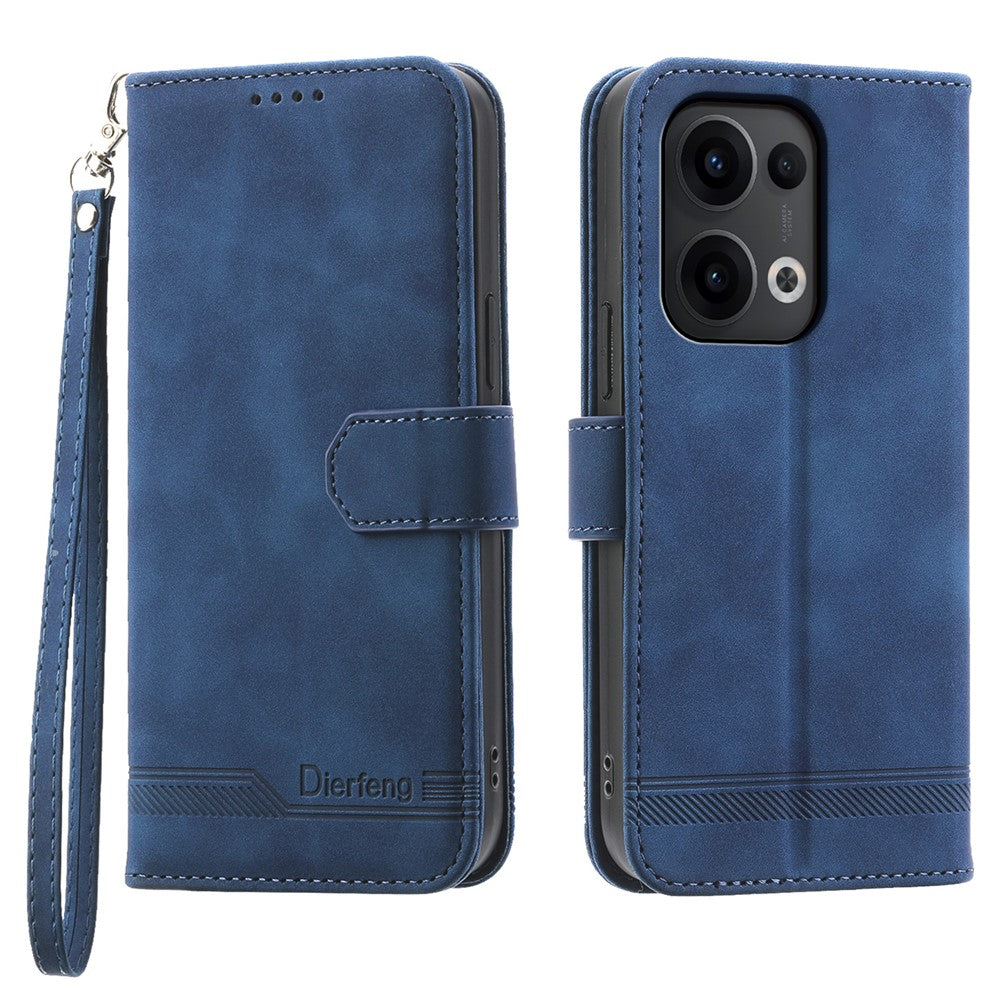 DIERFENG DF-03 För Oppo Reno13 5G (Global) Läderfodral Lines Imprint Plånboksfodral