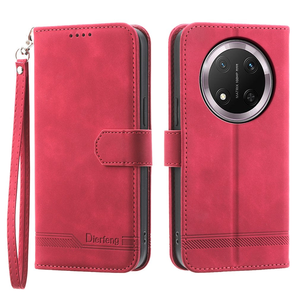 DIERFENG DF-03 For Honor Magic7 Lite 5G / X9c 5G / X60 Pro 5G Leather Case Lines Imprint Wallet Phone Cover