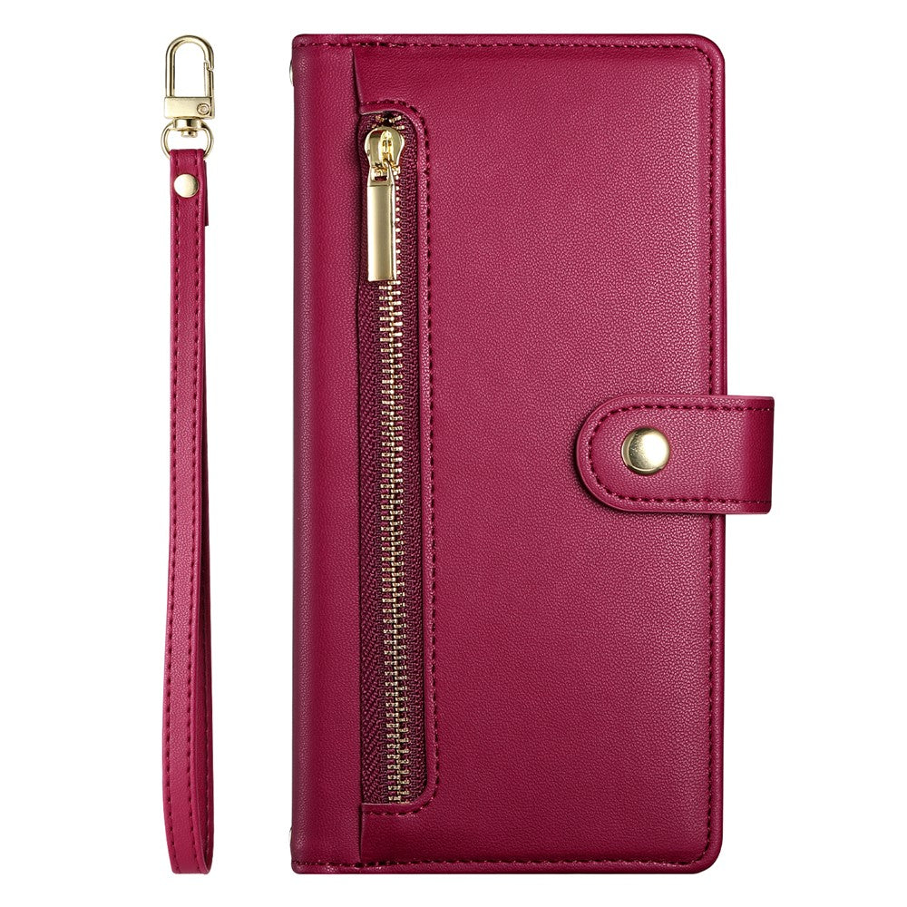 DF-011 For Oppo Reno13 5G (Global) Case Zipper Pocket Wallet Leather Phone Cover with Straps