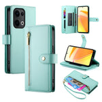 DF-011 For Oppo Reno13 5G (Global) Case Zipper Pocket Wallet Leather Phone Cover with Straps