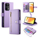 DF-011 For Oppo Reno13 5G (Global) Case Zipper Pocket Wallet Leather Phone Cover with Straps