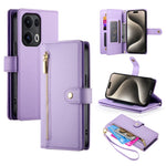 DF-011 For Oppo Reno13 Pro 5G Case Zipper Pocket Wallet Leather Phone Cover with Straps