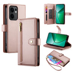 DF-011 För Oppo Reno13 F 5G (Reno 13 FS 5G) / 4G-skal, dragkedja, plånbok, lädermobilskal med remmar