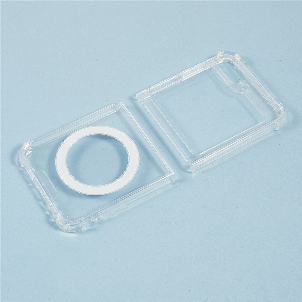For Samsung Galaxy Z Flip7 FE 5G / Z Flip6 5G Magnetic Case TPU + Acrylic Clear Phone Cover