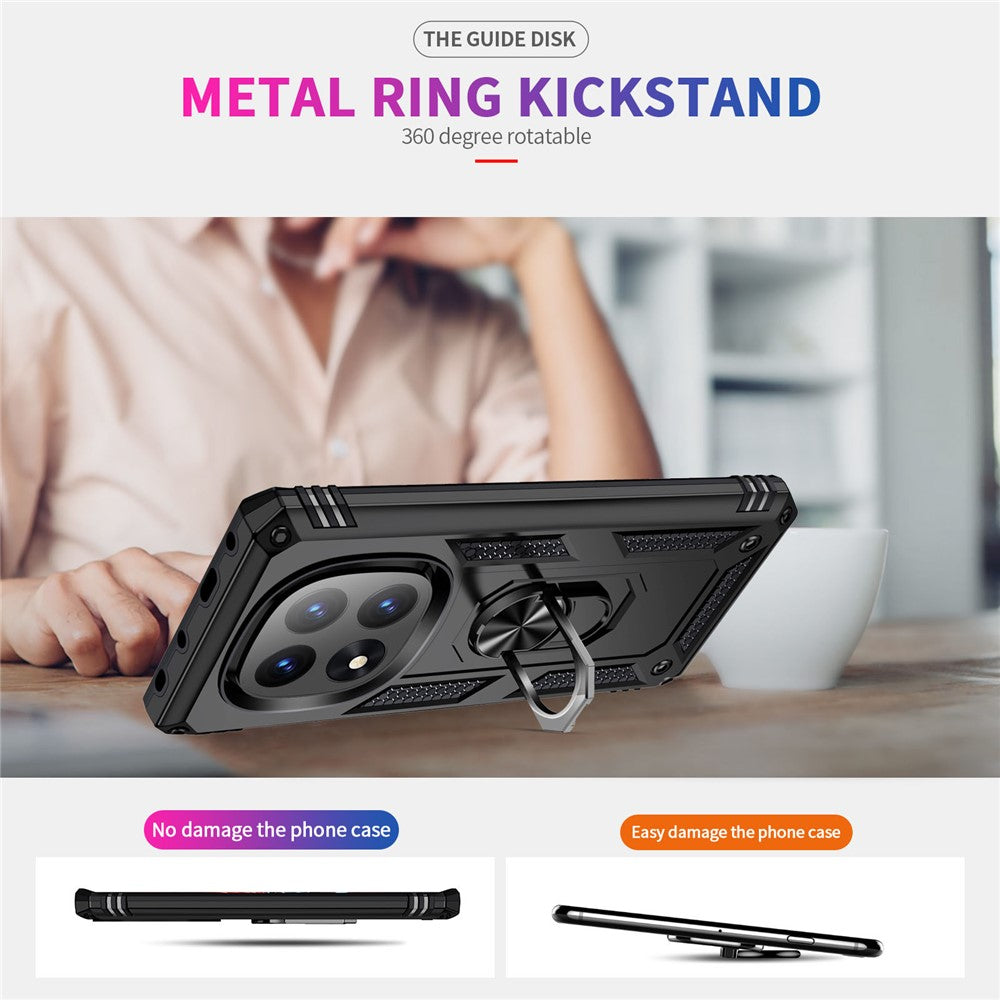 For Xiaomi Redmi Note 14 Pro 5G / Poco X7 5G Case PC + TPU Phone Cover with Rotary Ring Kickstand