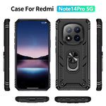 For Xiaomi Redmi Note 14 Pro 5G / Poco X7 5G Case PC + TPU Phone Cover with Rotary Ring Kickstand