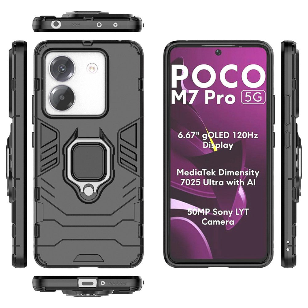 For Xiaomi Poco M7 Pro 5G Case PC + TPU Protective Phone Cover with Ring Kickstand