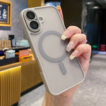 For iPhone 16 Plus Magnetic Case with Lens Film  /  Detachable Lens Frame Hybrid Phone Back Cover