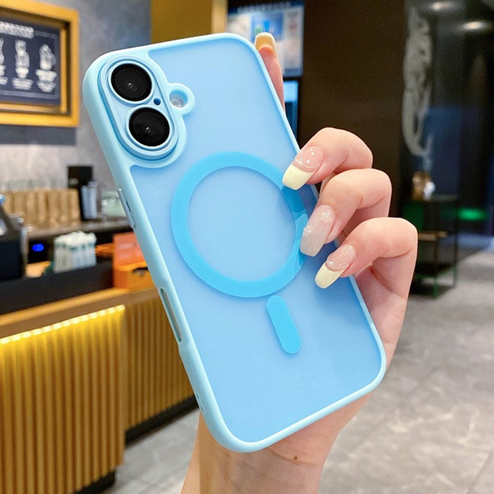 For iPhone 16 Plus Magnetic Case with Lens Film  /  Detachable Lens Frame Hybrid Phone Back Cover