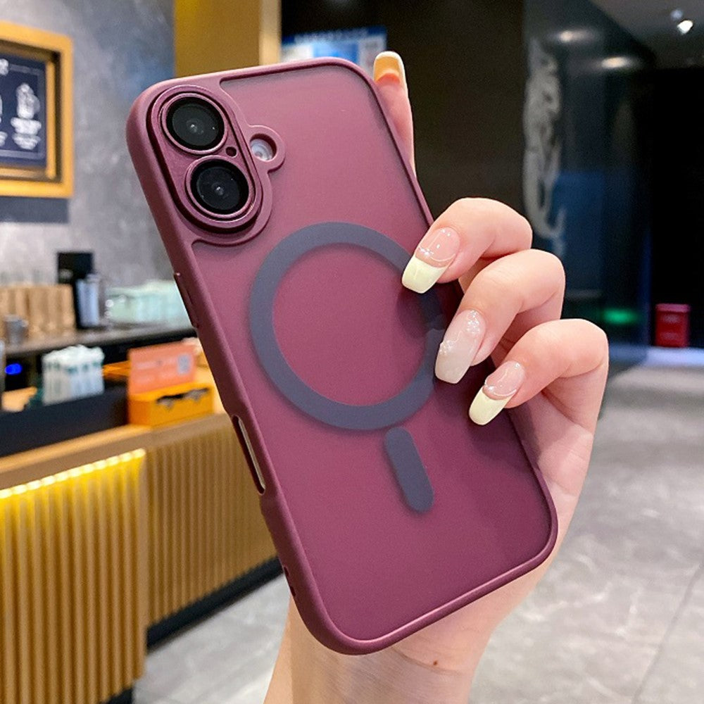 For iPhone 16 Plus Magnetic Case with Lens Film  /  Detachable Lens Frame Hybrid Phone Back Cover