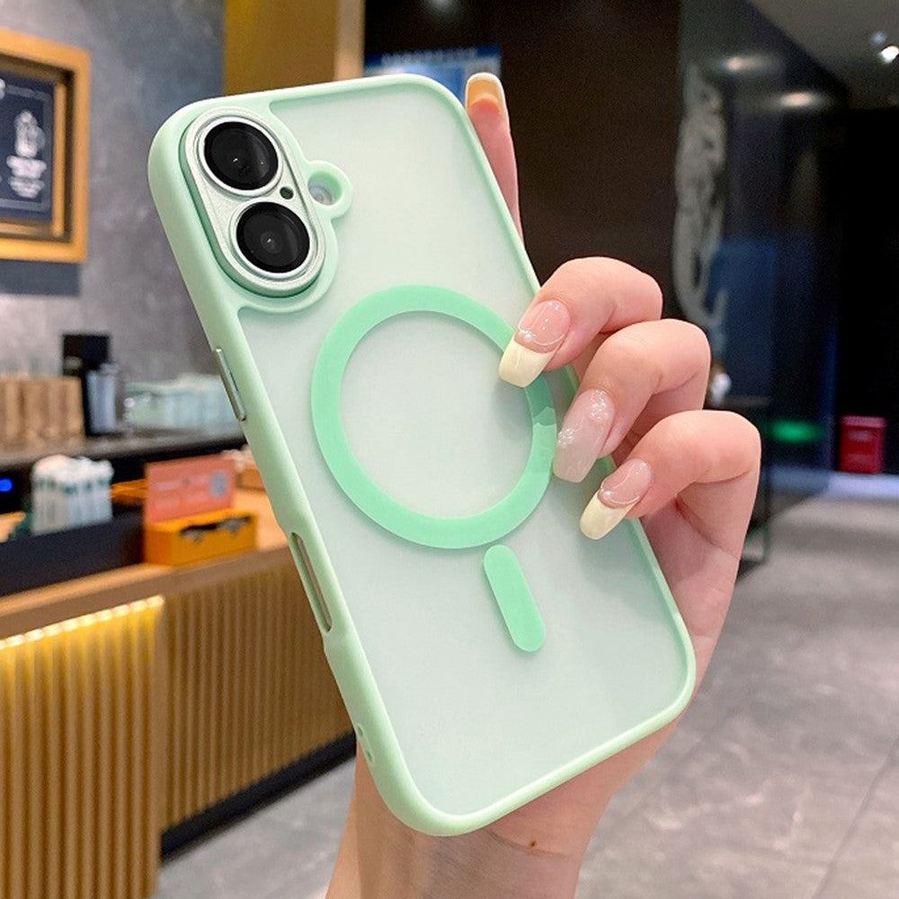 For iPhone 16 Plus Magnetic Case with Lens Film  /  Detachable Lens Frame Hybrid Phone Back Cover