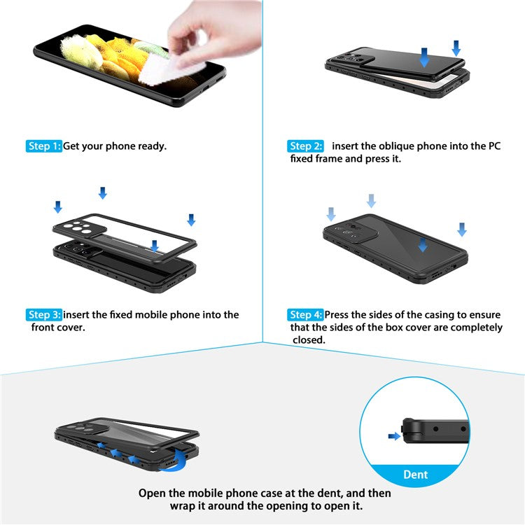 REDPEPPER For Samsung Galaxy S21+ 5G IP68 Waterproof Phone Case Support Fingerprint Unlock