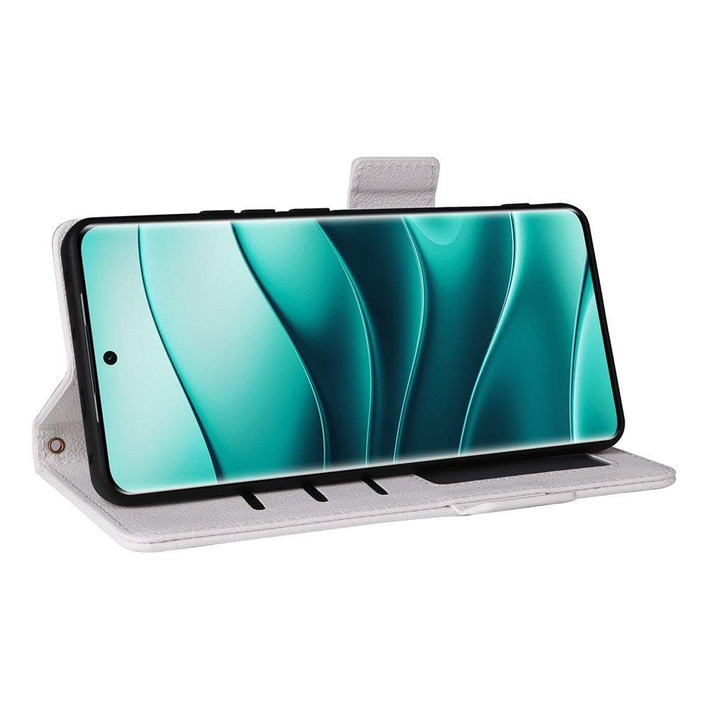 Läderfodral till Xiaomi Redmi Note 14 Pro 4G med handledsrem, litchitexturerat PU-läder, plånboksfodral för mobil