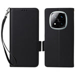 Läderfodral till Xiaomi Redmi Note 14 Pro 4G med handledsrem, litchitexturerat PU-läder, plånboksfodral för mobil