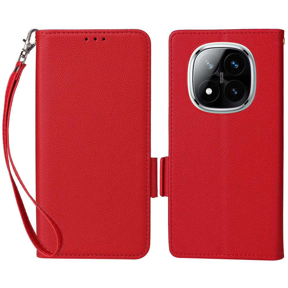 Leather Case for Xiaomi Redmi Note 14 Pro 4G Case with Wrist Strap Litchi Texture PU Leather Wallet Phone Cover