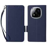 Läderfodral till Xiaomi Redmi Note 14 Pro 4G med handledsrem, litchitexturerat PU-läder, plånboksfodral för mobil