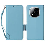 Läderfodral till Xiaomi Redmi Note 14 Pro 4G med handledsrem, litchitexturerat PU-läder, plånboksfodral för mobil