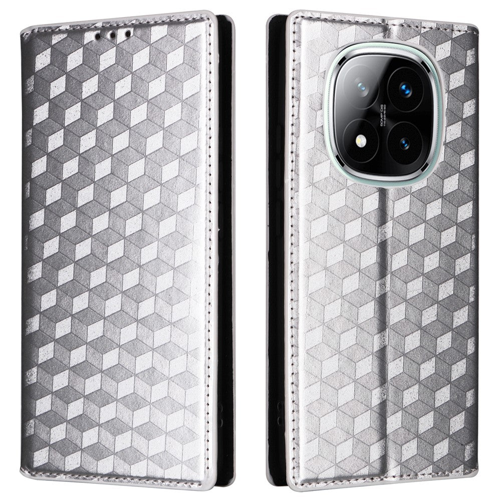 For Xiaomi Redmi Note 14 Pro 4G Wallet Case Rhombus Imprinted Leather Phone Cover