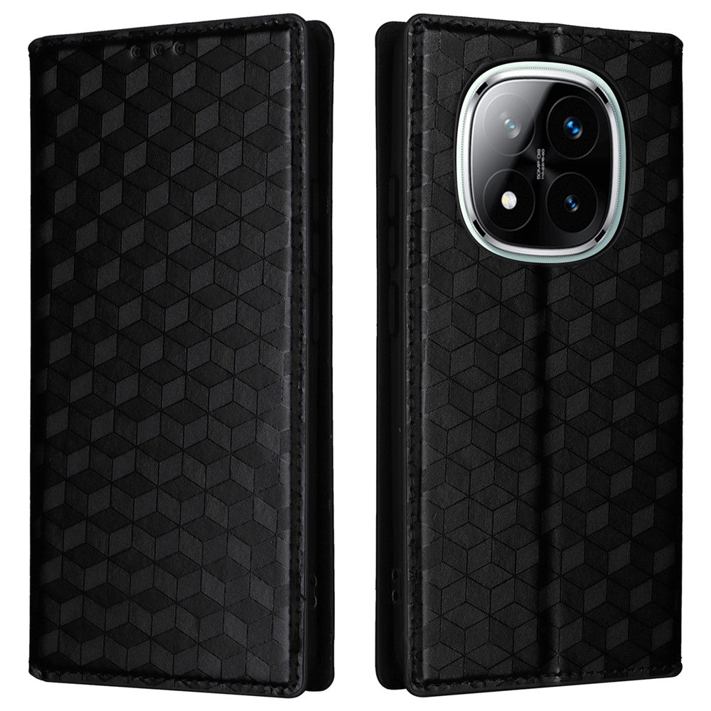 For Xiaomi Redmi Note 14 Pro 4G Wallet Case Rhombus Imprinted Leather Phone Cover