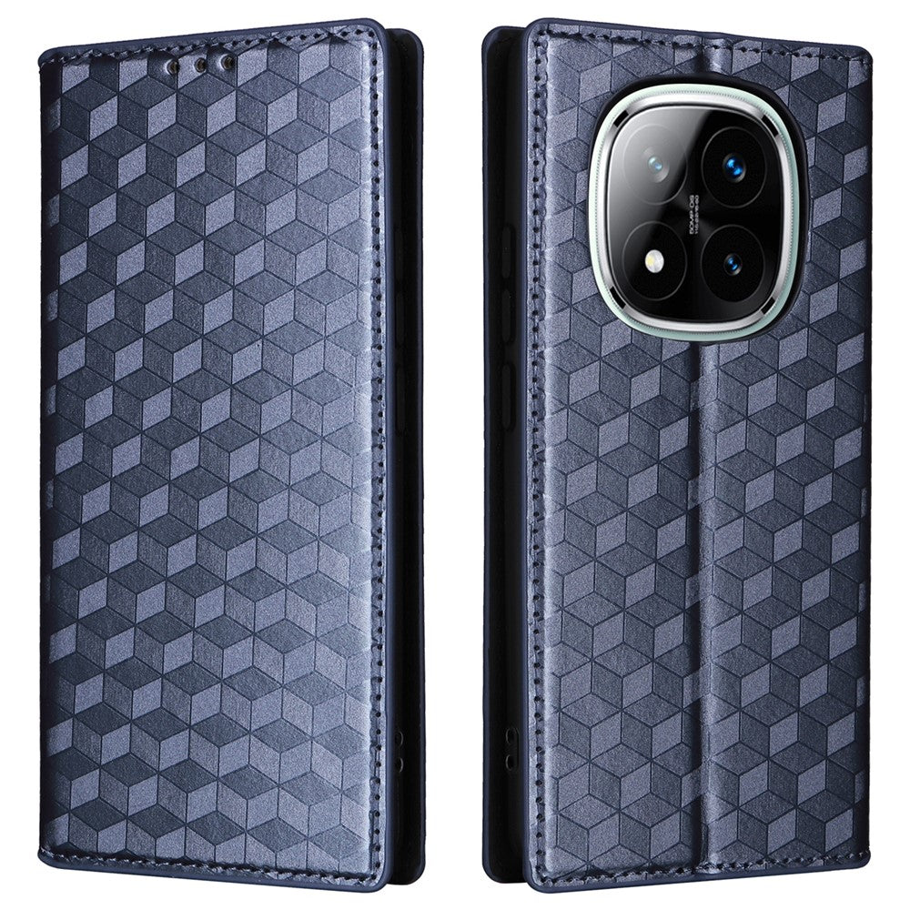 For Xiaomi Redmi Note 14 Pro 4G Wallet Case Rhombus Imprinted Leather Phone Cover