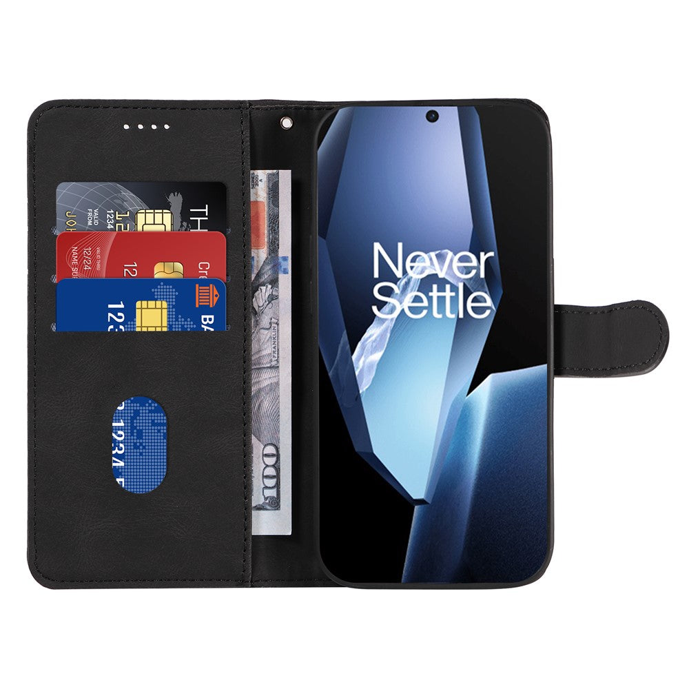 OnePlus 13R 5G / Ace 5 5G / 5 Pro 5G Plånboksfodral Lädermobilfodral Stativ med Böjd Linjedesign