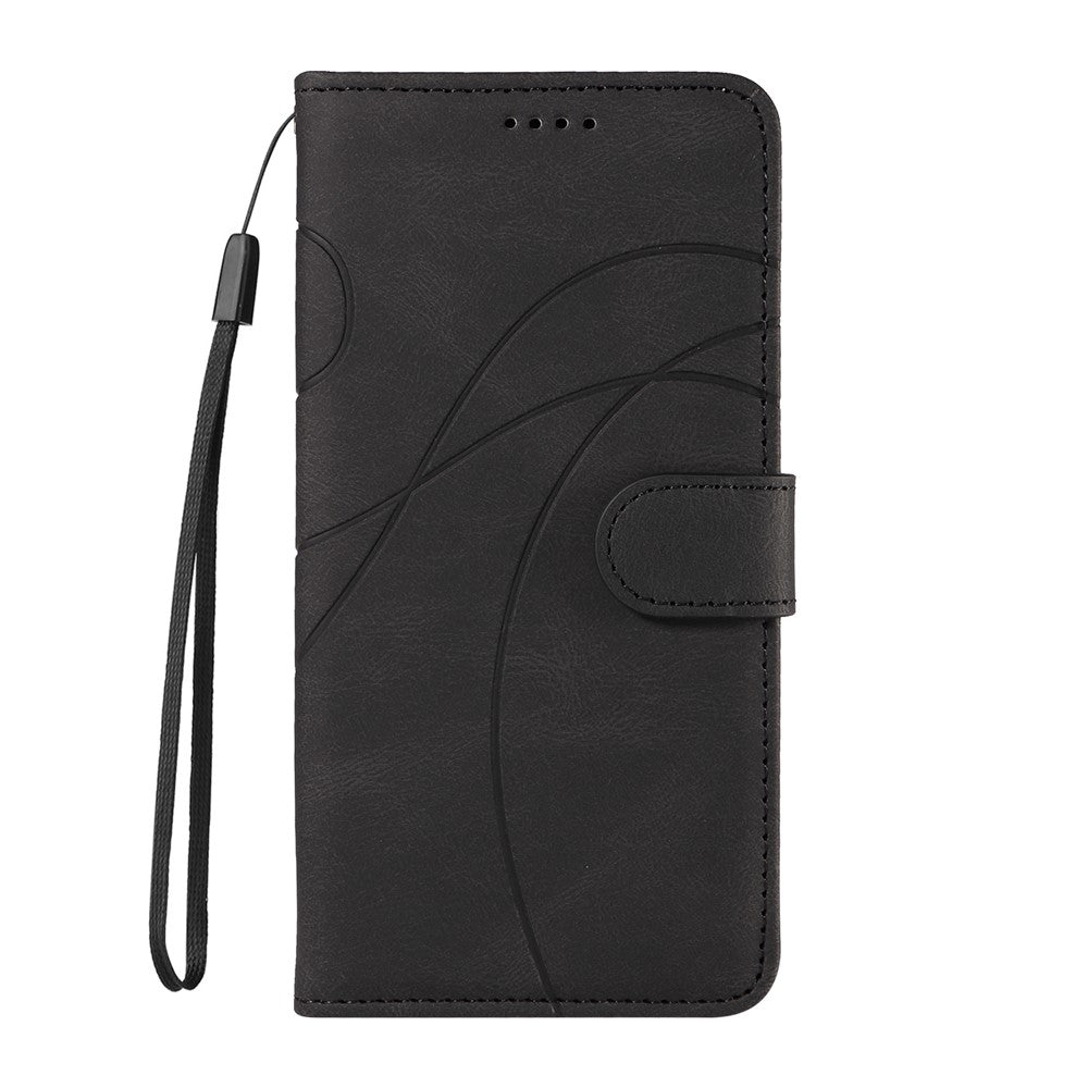 For Xiaomi Redmi Note 14 4G (163.25mm) Wallet Case Leather Phone Cover Stand with Curved Line Design