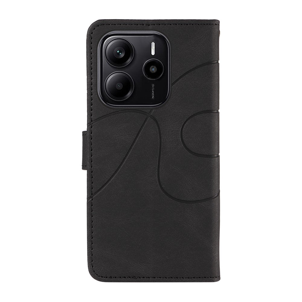 Xiaomi Redmi Note 14 4G (163,25 mm) plånboksfodral i läder med stativ och böjd linjedesign