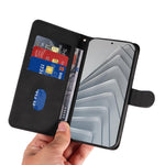 For Xiaomi Redmi Note 14 4G (163.25mm) Wallet Case Leather Phone Cover Stand with Curved Line Design