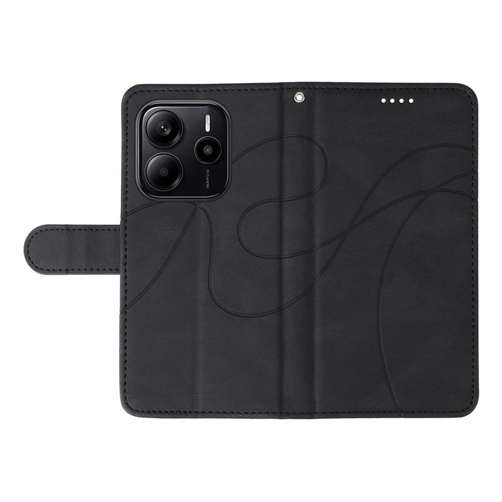 Xiaomi Redmi Note 14 4G (163,25 mm) plånboksfodral i läder med stativ och böjd linjedesign