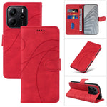 For Xiaomi Redmi Note 14 4G (163.25mm) Wallet Case Leather Phone Cover Stand with Curved Line Design
