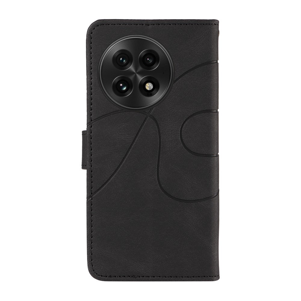 OnePlus 13 Plånboksfodral Lädermobilfodral Stativ med Böjd Linjedesign