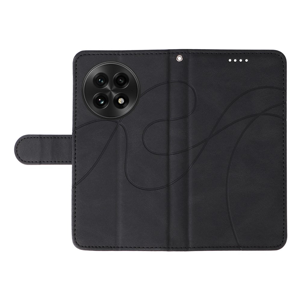 OnePlus 13 Plånboksfodral Lädermobilfodral Stativ med Böjd Linjedesign