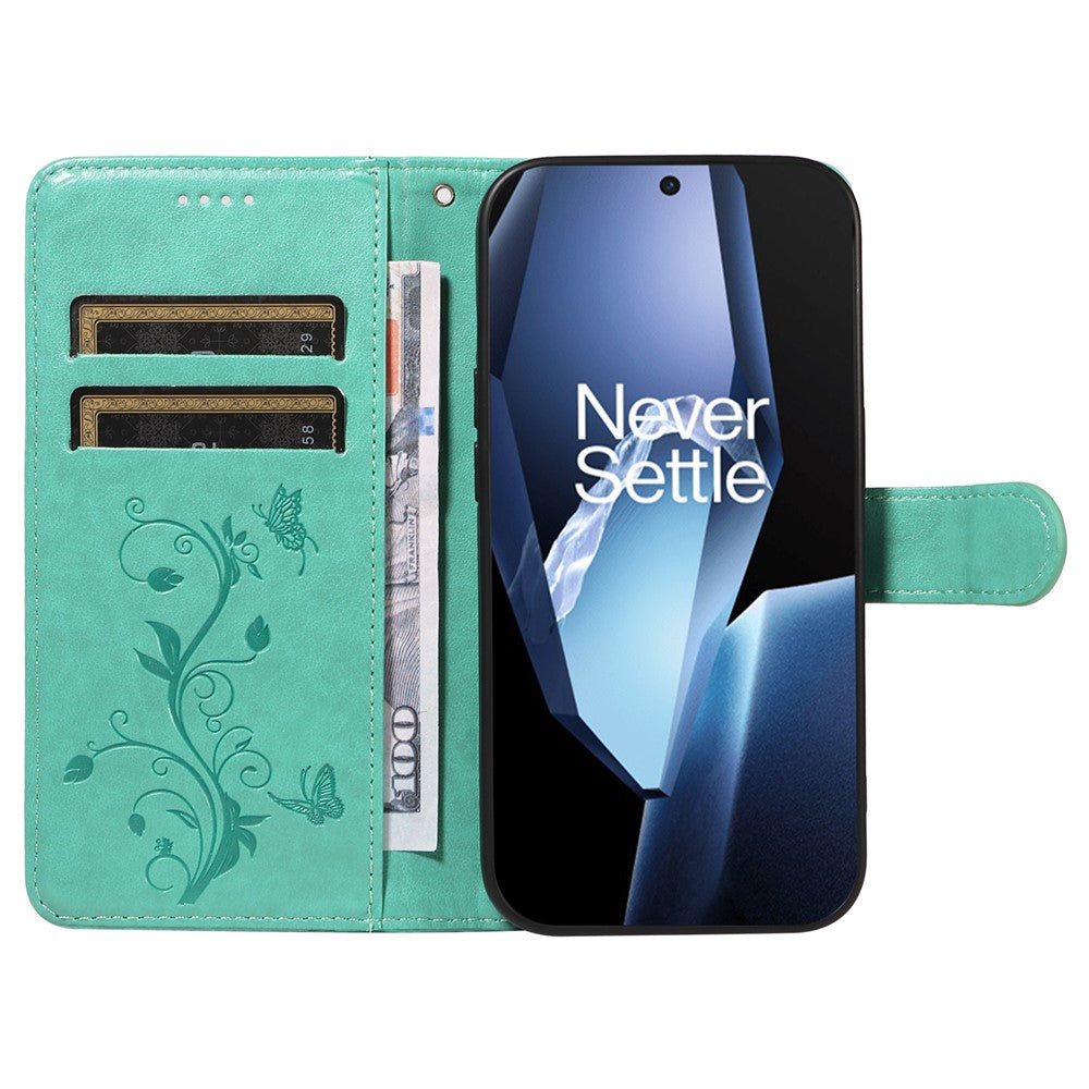 For OnePlus 13R 5G / Ace 5 5G / 5 Pro 5G PU Leather Cases Flower Pattern Wallet Stand Phone Cover with Strap