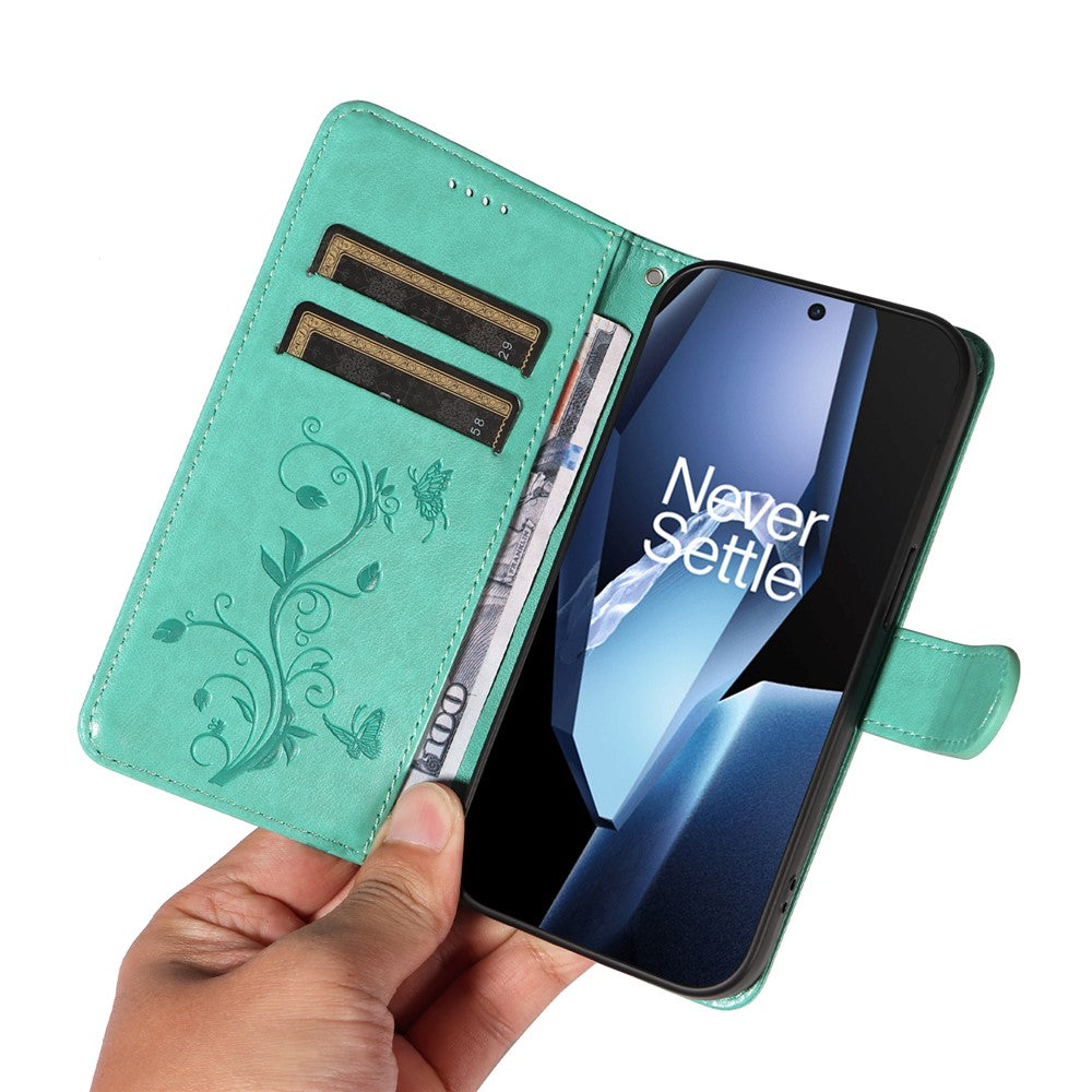 For OnePlus 13R 5G / Ace 5 5G / 5 Pro 5G PU Leather Cases Flower Pattern Wallet Stand Phone Cover with Strap