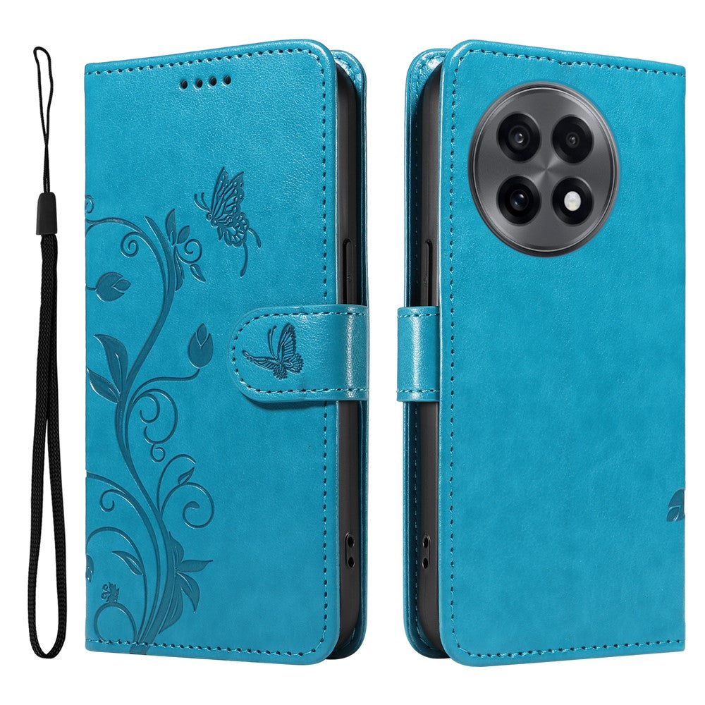 For OnePlus 13R 5G / Ace 5 5G / 5 Pro 5G PU Leather Cases Flower Pattern Wallet Stand Phone Cover with Strap
