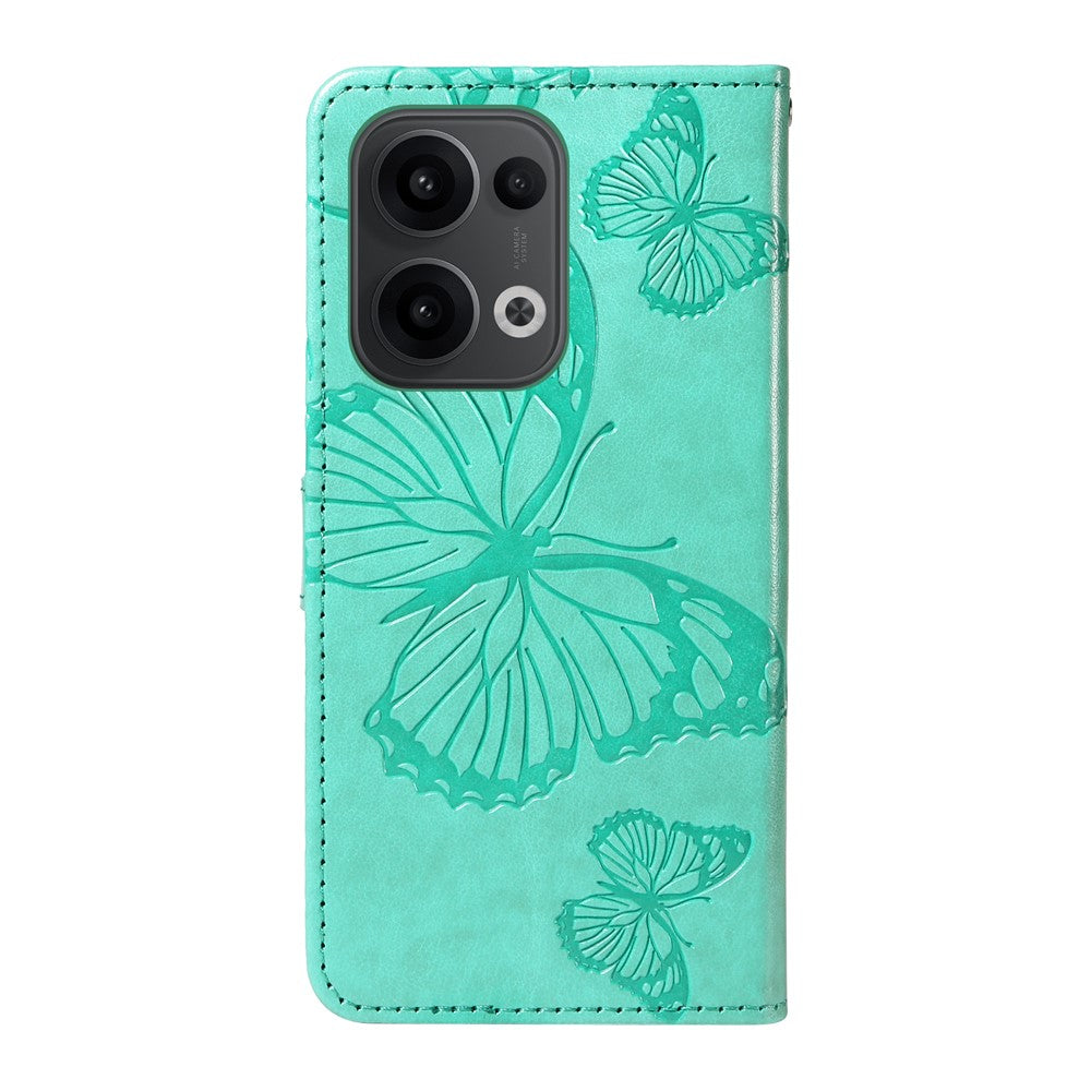 Oppo Reno13 5G (Global) Plånboksfodral Läderfodral med Blommig Fjärilstryck och Stativ