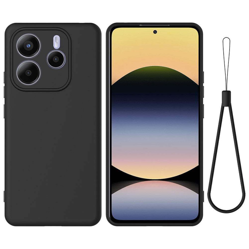 For Xiaomi Redmi Note 14 5G Case Liquid Silicone Phone Back Cover with Hand Strap
