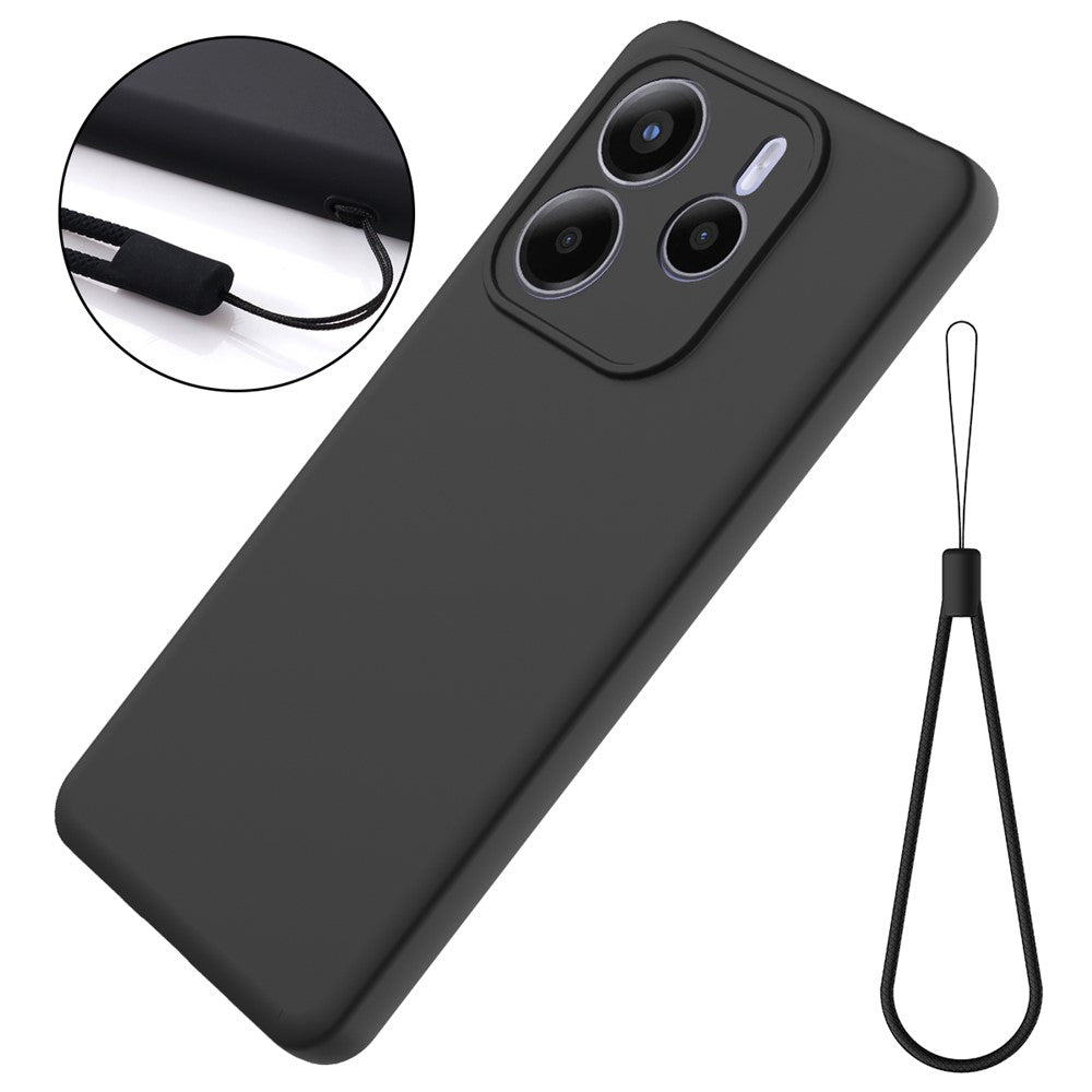 For Xiaomi Redmi Note 14 5G Case Liquid Silicone Phone Back Cover with Hand Strap
