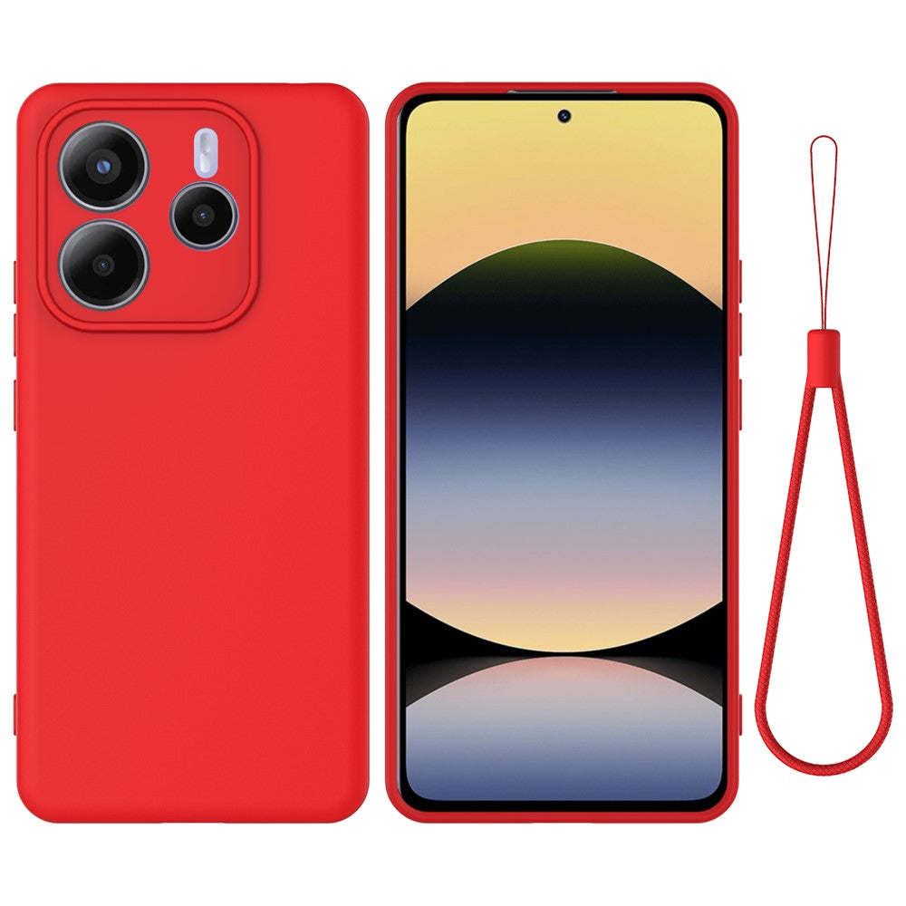 For Xiaomi Redmi Note 14 5G Case Liquid Silicone Phone Back Cover with Hand Strap