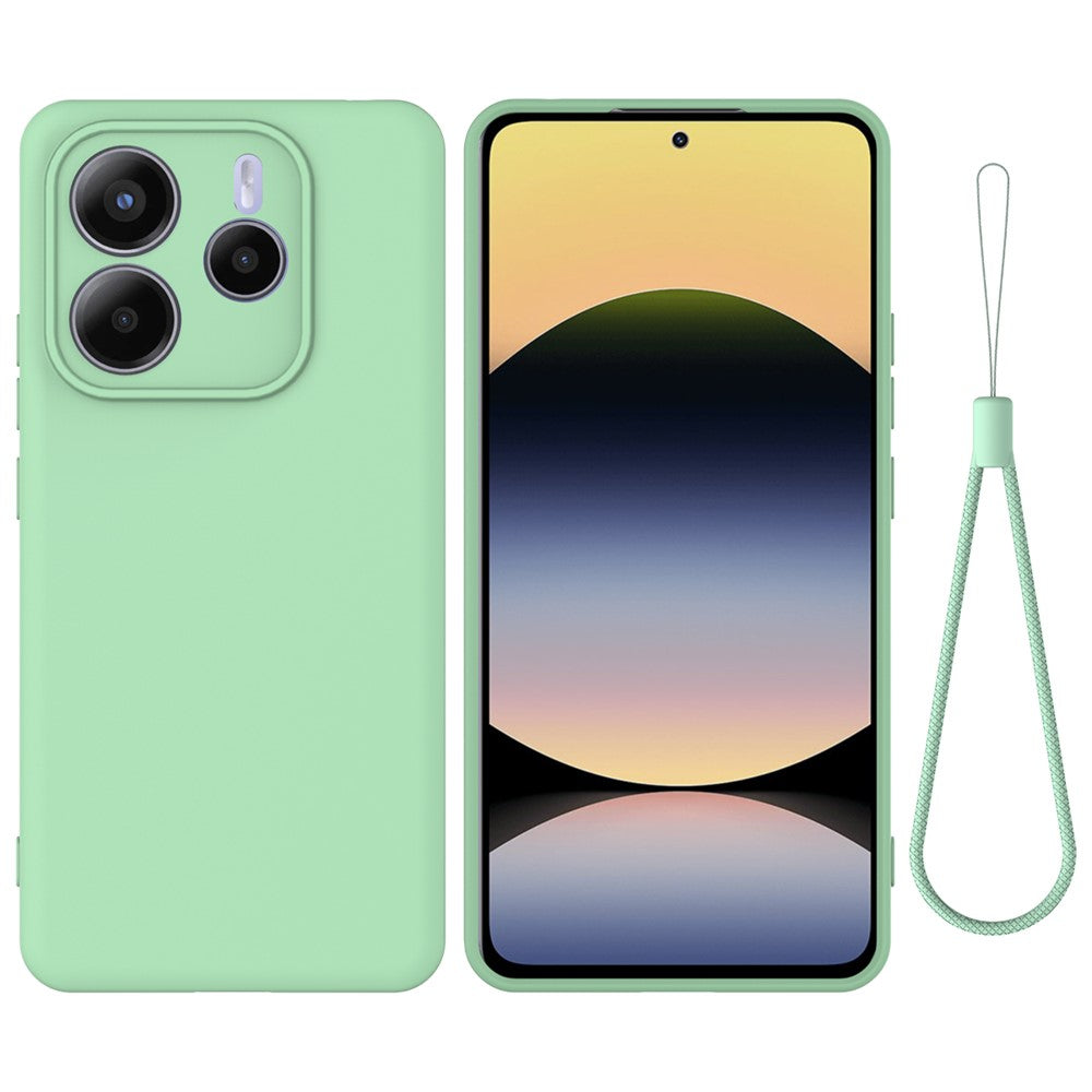 For Xiaomi Redmi Note 14 5G Case Liquid Silicone Phone Back Cover with Hand Strap