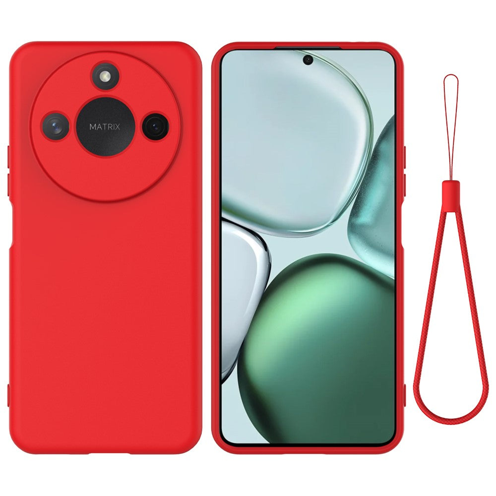 For Honor X60 5G / Honor X9c Smart 5G Case Liquid Silicone Phone Back Cover with Hand Strap