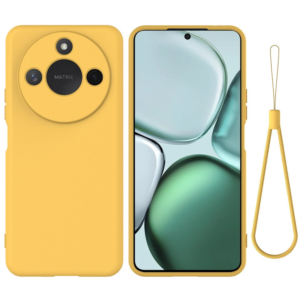 For Honor X60 5G / Honor X9c Smart 5G Case Liquid Silicone Phone Back Cover with Hand Strap