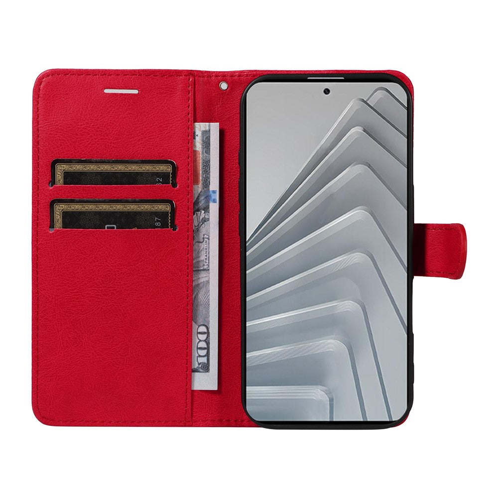 For Xiaomi Redmi Note 14 4G (163.25mm) Case Solid Color Leather Mobile Cover Wallet Stand with Strap