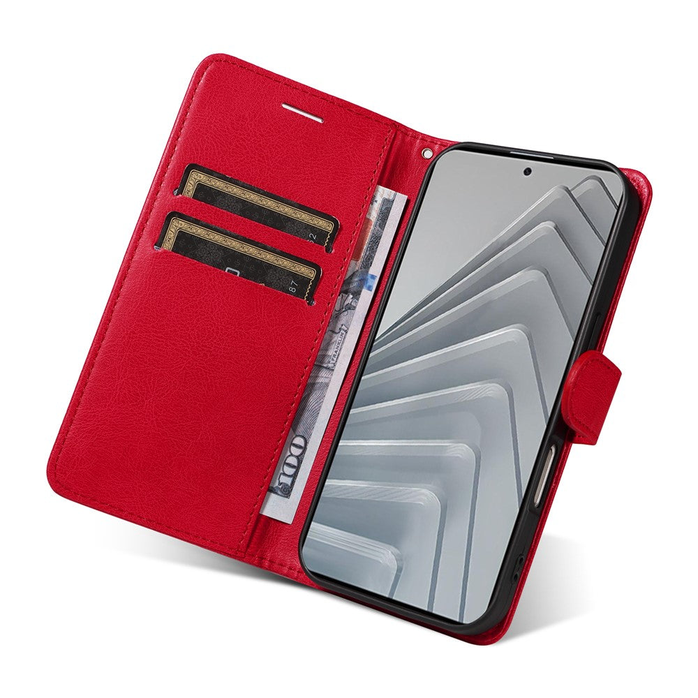 For Xiaomi Redmi Note 14 4G (163.25mm) Case Solid Color Leather Mobile Cover Wallet Stand with Strap