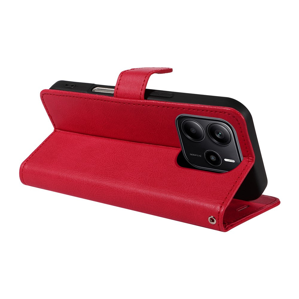 For Xiaomi Redmi Note 14 4G (163.25mm) Case Solid Color Leather Mobile Cover Wallet Stand with Strap