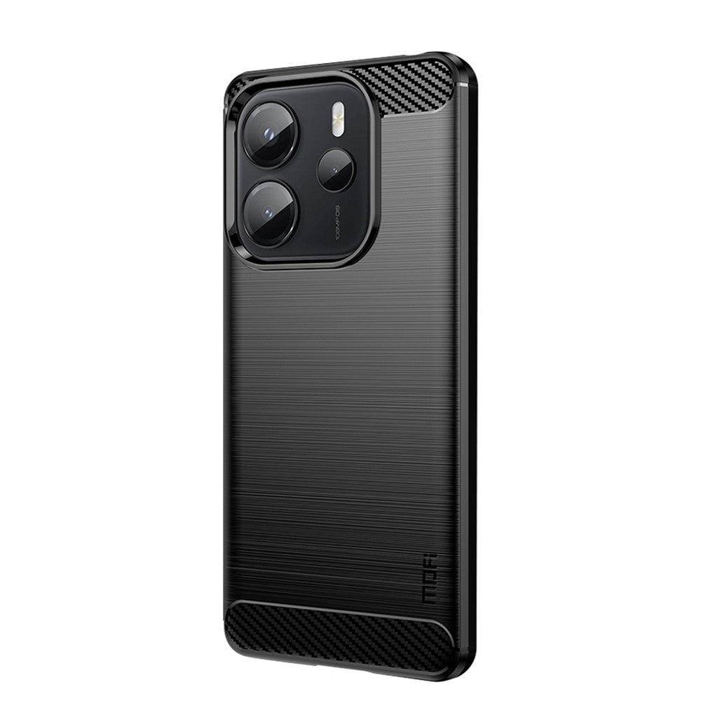 MOFI For Xiaomi Redmi Note 14 4G (163.25mm) Back Cover  Brushed Texture Carbon Fiber Soft TPU Case