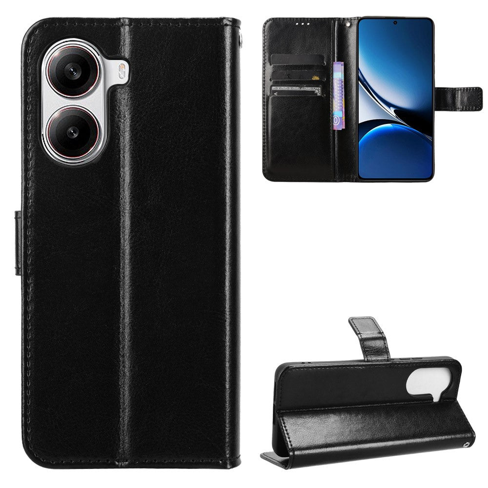 Xiaomi Redmi Turbo 4 5G / Xiaomi Poco X7 Pro 5G PU-läderskal med rem Crazy Horse Texture Phone Fold Cover
